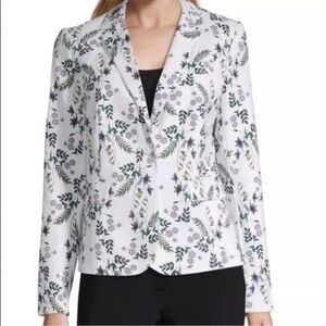 Chic White Floral Blazer Liz Claiborne xl